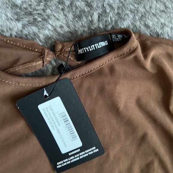 NEW Chocolate Brown Mesh Cutout Bodysuit - Picture 3 of 5